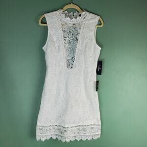 Lulu's Keep You Forever White Crochet Lace Sleeveless Mini Dress Size Medium